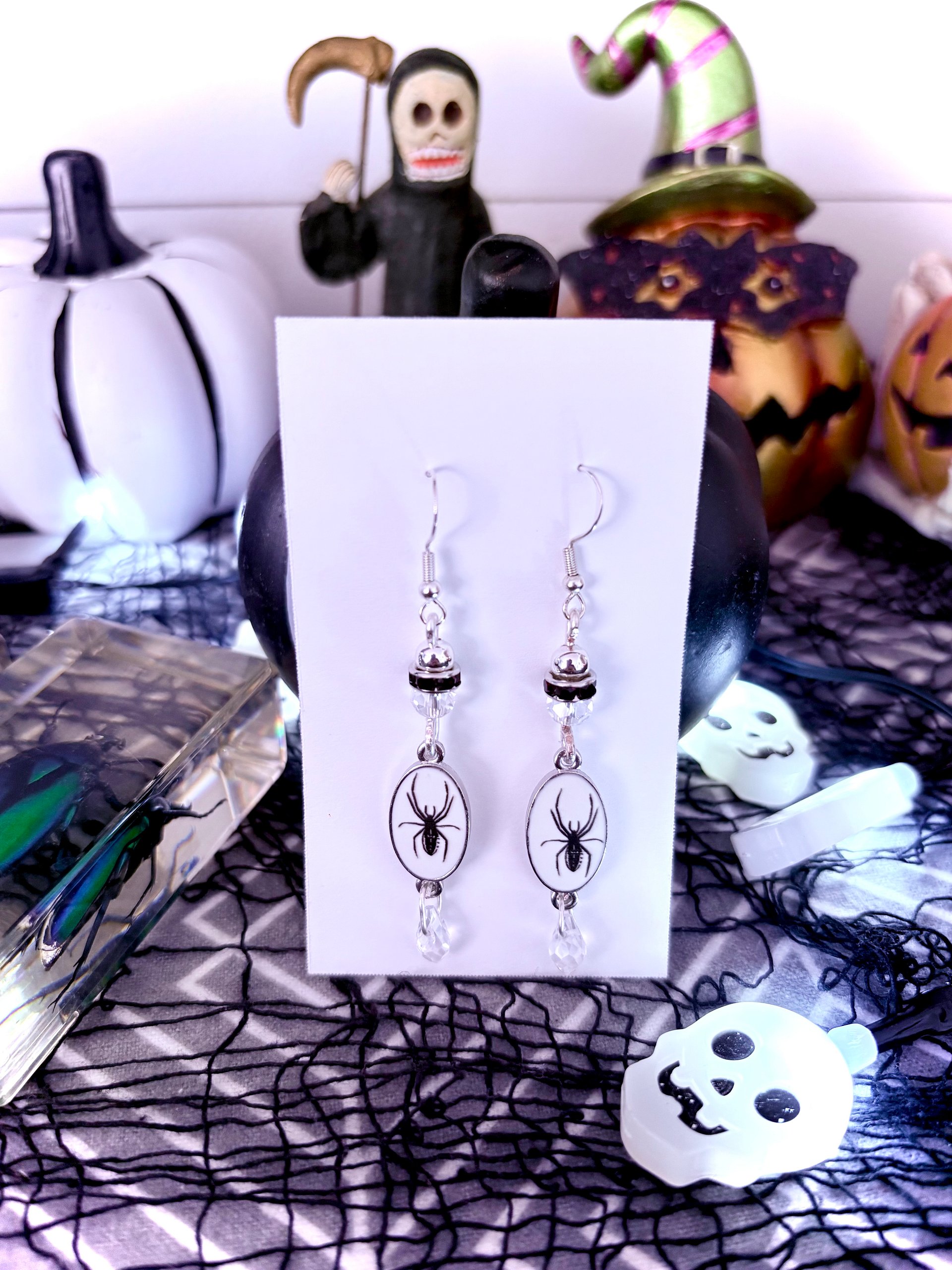 MFD-00240 | Spooky Spider Dangle Earrings 🕷️✨ | Handmade Halloween Jewelry by Monique Faella Designs™ product image (1)