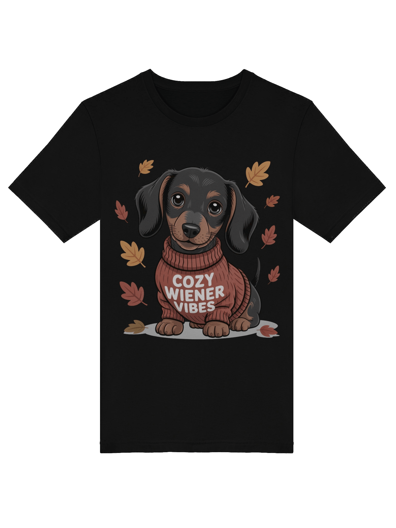 Cozy Wiener Vibes Fall Dachshund T-Shirt product image (5)