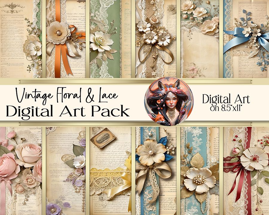 Vintage Floral and Lace Digital Art product image (1)