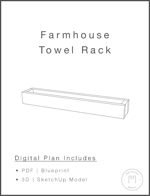 Farmhouse Towel Rack - Woodworking Plans and 3D SketchUp Mode product image (1)