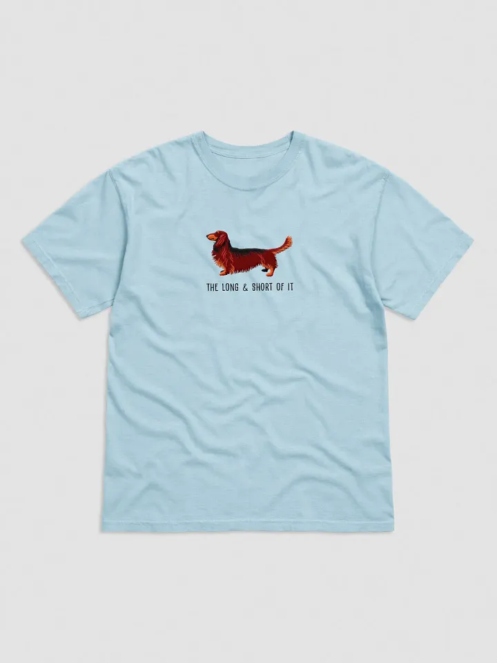 The Long & Short of It T-Shirt(Embroidered) of a Longhaired Dachshund(Red & Tan) product image (41)