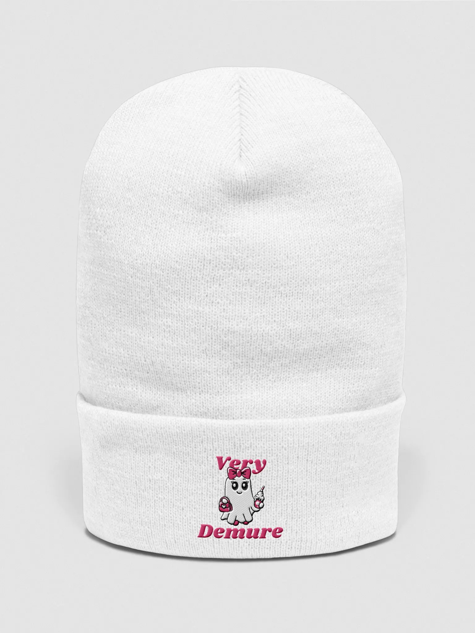 Very Demure Cute Ghost Embroidered Cuffed Beanie product image (1)