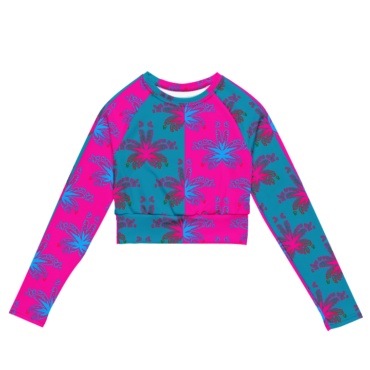 Cotton Candy Color Cannabis Stoner Shirt, Ganja Weed Festival Fashion Recycled Long-Sleeve Crop Top, 420 Summertime Twisted Budz Beach Style product image (2)