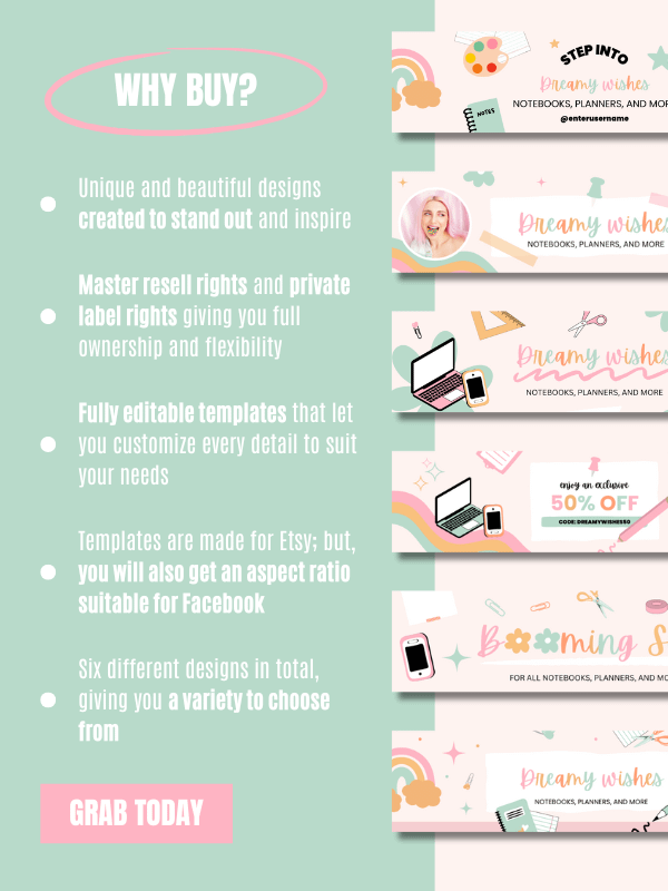 Whimsical MRR/PLR Etsy Banner Templates product image (3)