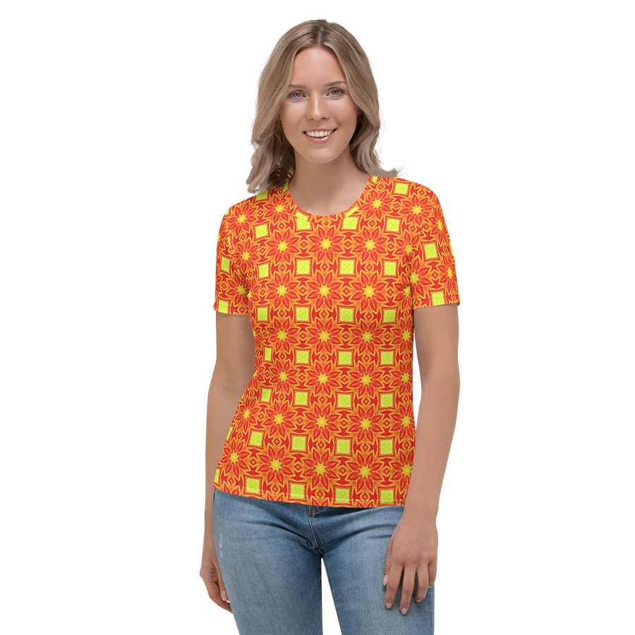 Abstract Repeating Orange Flower Ladies T Shirt product image (2)
