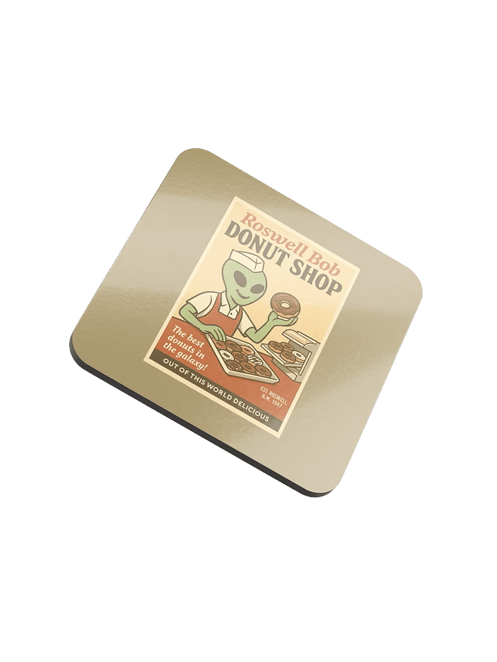 Donut Shop Roswell Aliens 1950's Retro Poster Coaster product image (1)