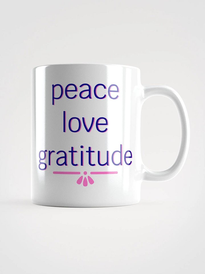 Peace Love Gratitude Navy and Pink Ceramic Mug product image (1)