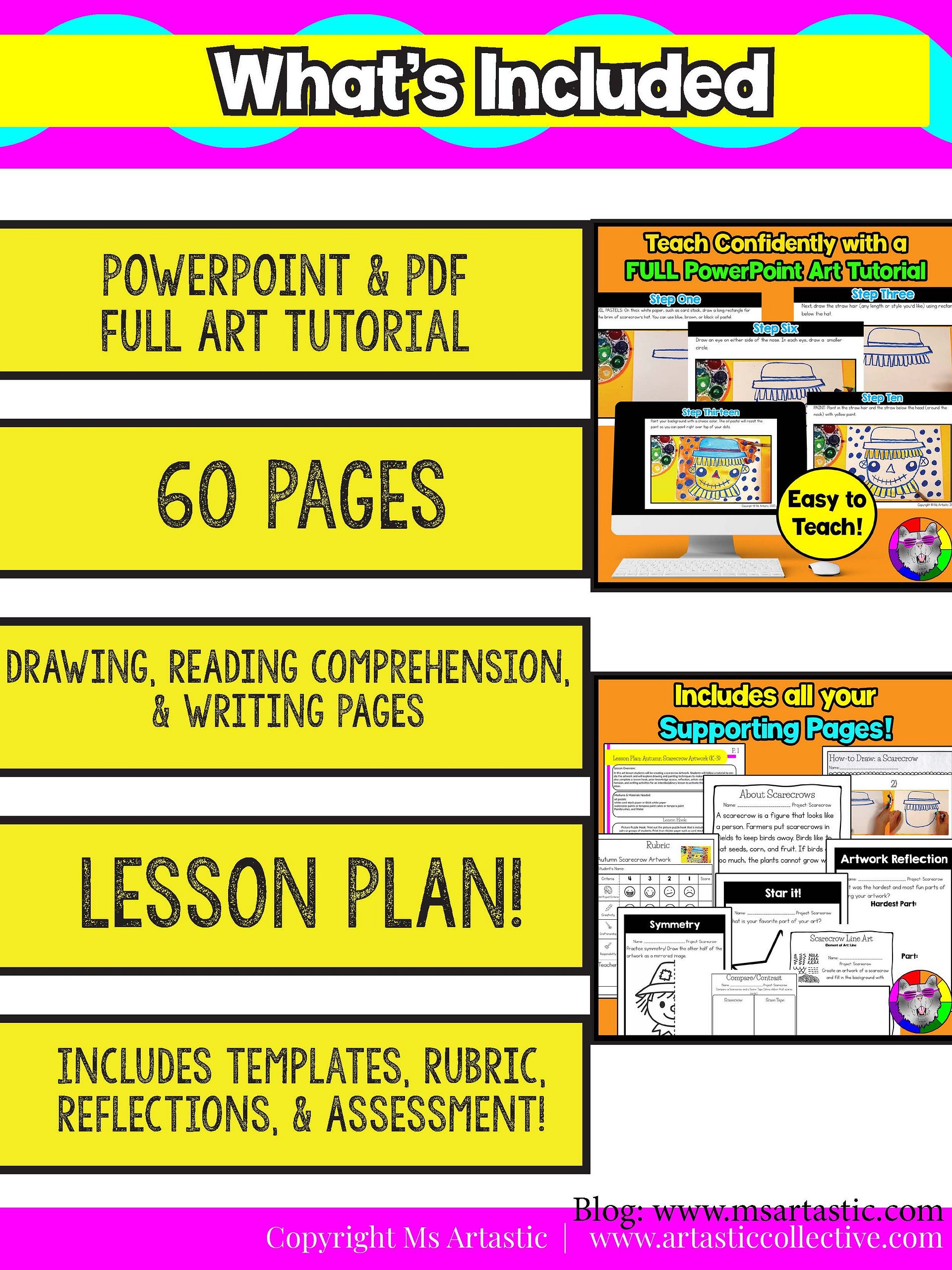 New DigitalAutumn Scarecrow Art Lesson with Reading, Writing & Step-by-Step Tutorial (Kindergarten – Grade 3) Product product image (6)