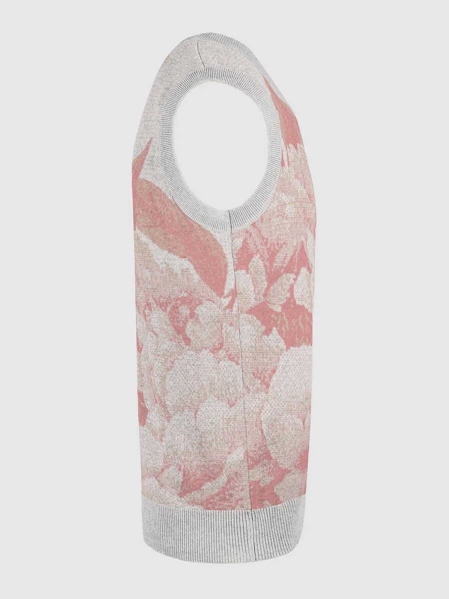 Floral Bliss Coral III Knitted V-Neck Vest product image (5)