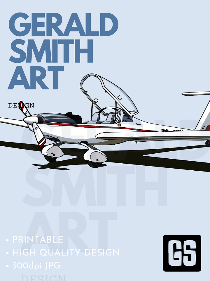 Hoffman Dimona H36 Glider Digital Printable Art Aviation Gift with Blue Background product image (2)