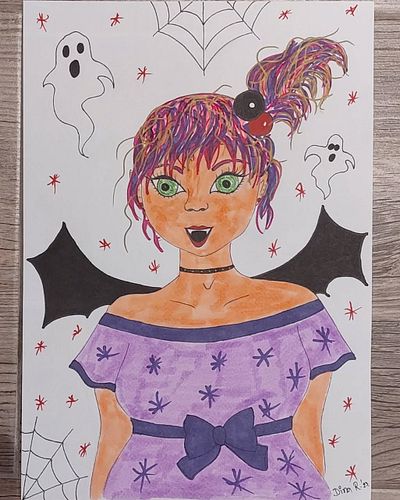 🎃🦇𝕷𝖎𝖙𝖙𝖑𝖊 𝖛𝖆𝖒𝖕𝖎𝖗𝖊 𝖌𝖎𝖗𝖑 🦇🎃 #art #artwork#paintings #akrilneboje🎨 #artlovers #arte #art #artgallery #painting🎨 #paintpaintpaint ...