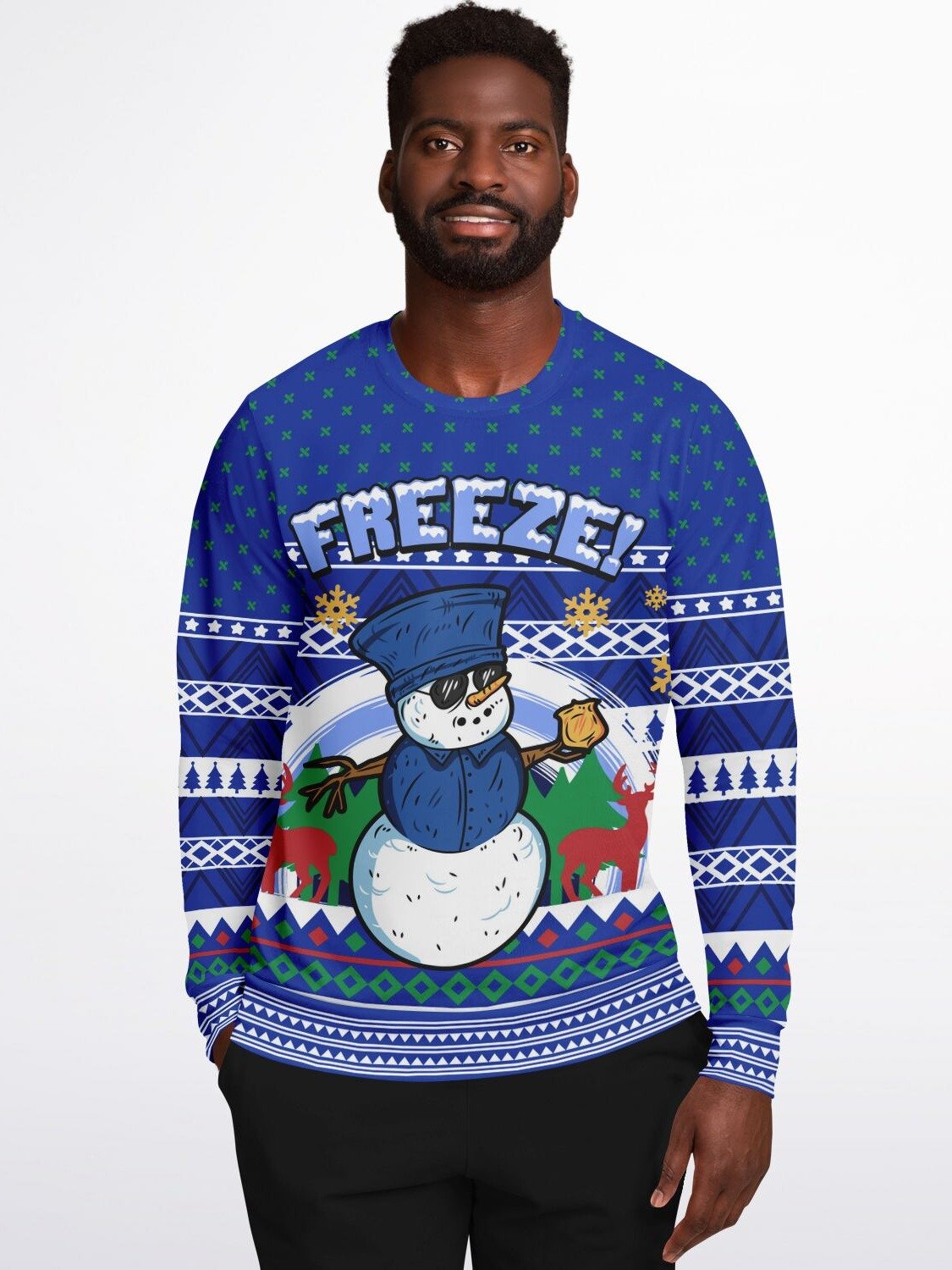 "Freeze" Snowman Police Christmas Sweater | Funny Holiday Law Enforcement Sweatshirt | Ugly Christmas Party Outfit product image (7)