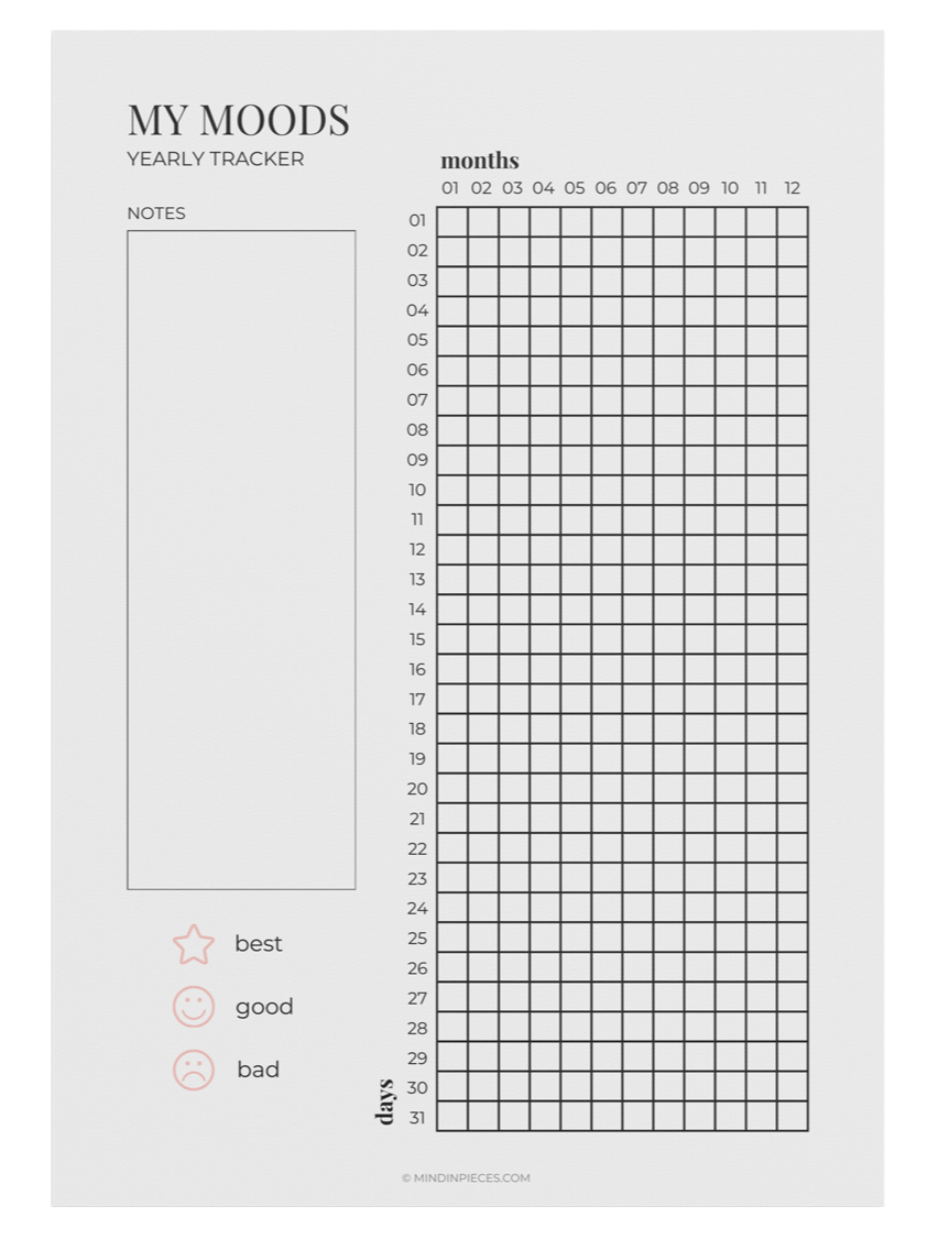 FREE Yearly Mood Tracker Printable Digital Download product image (2)