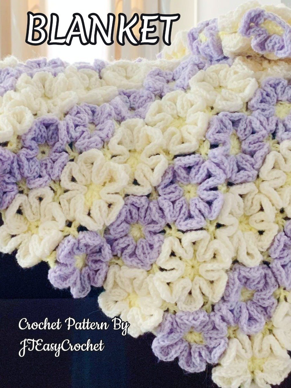 Daisy Flower Crochet Blanket Pattern, Boho Floral Throw Blanket, Crochet Rug product image (3)