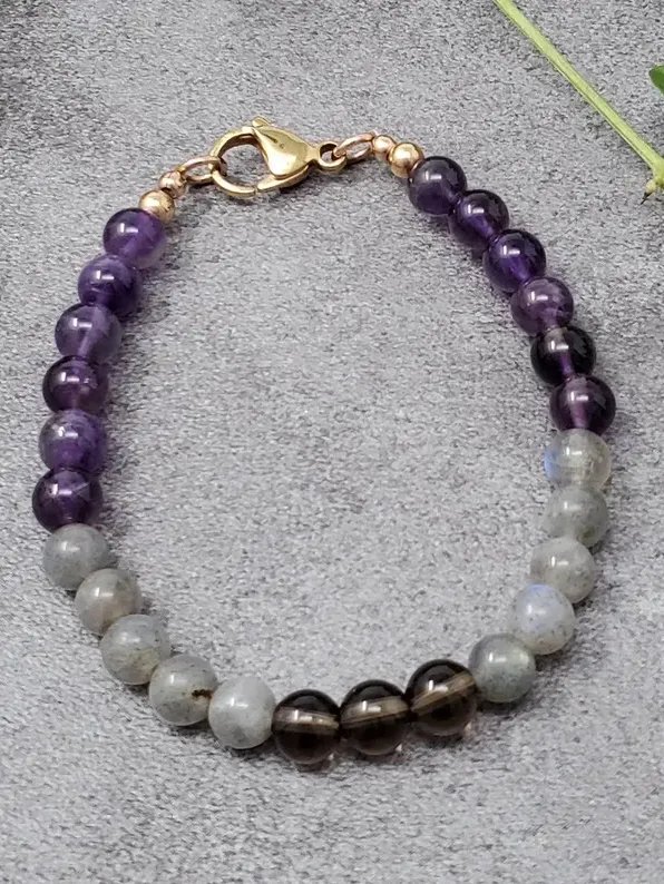 Amethyst Labradorite Bracelet: Intuition, Protection, Deep Rest | Handmade Crystal Healing Jewelry product image (2)