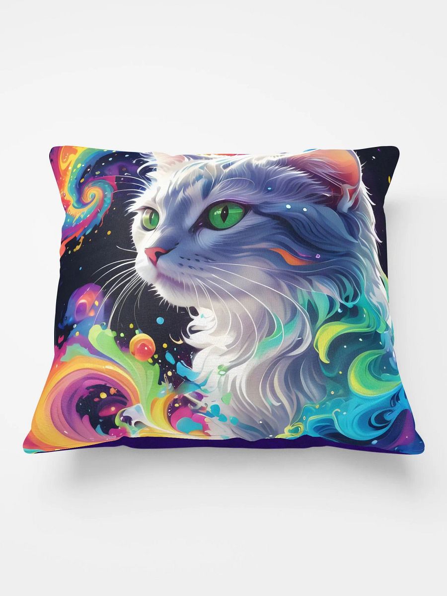 Psychedelic Cat Swirling Rainbow Art Pillow product image (3)