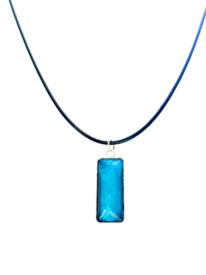 Electric Tide Pendant Necklace | Electric Blue | Rectangle Cabochon | Monique Faella Designs™ | MFD-00142 product image (2)