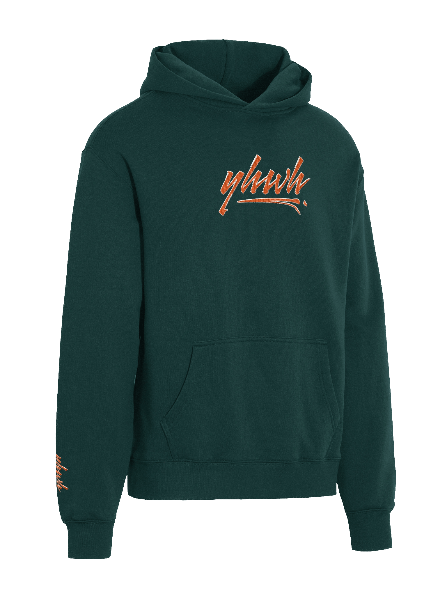 YHWH - PREMIUM OVERSIZED Embroidered Hoodie Orange on Green product image (3)
