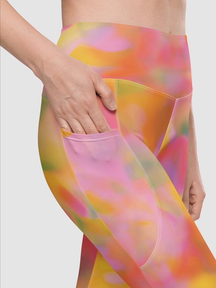 Leggings with Pockets "Sweet Pastel Tie Dye in Orange Light Pink" product image (2)