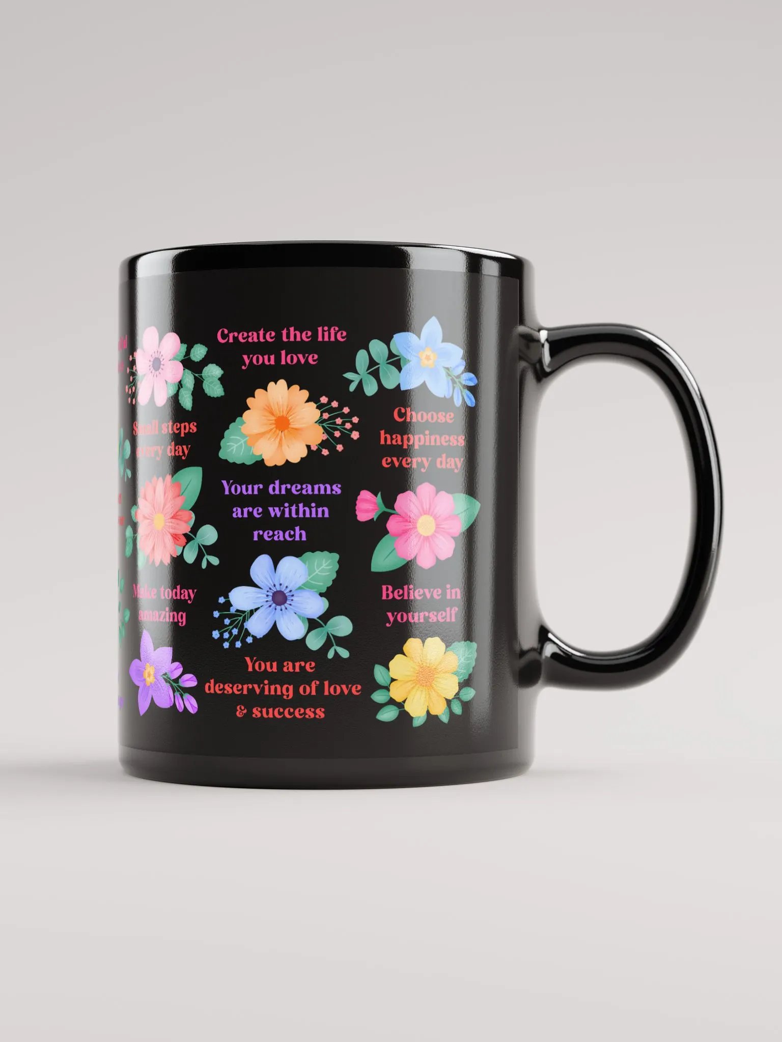 Vibrant Floral Motivational Quotes - Black Mug product image (1)