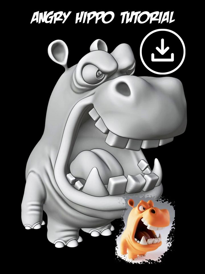 Angry Hippo - Sculpting in zBrush Step by Step product image (1)