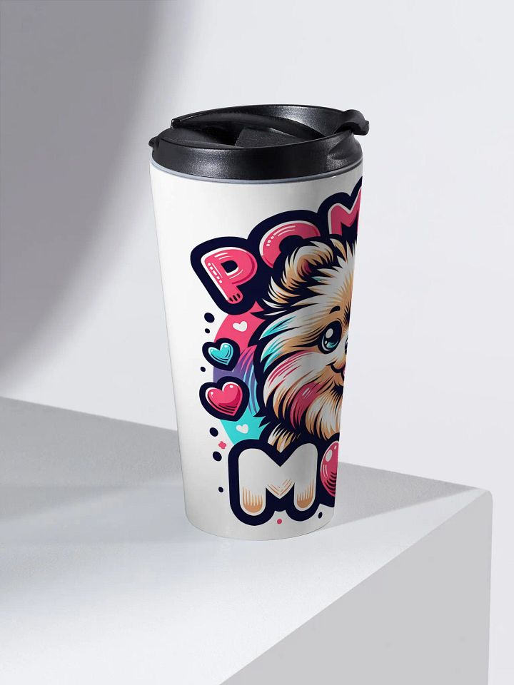 Pommie Mom Travel Mug with Colorful Pomeranian and Hearts product image (2)