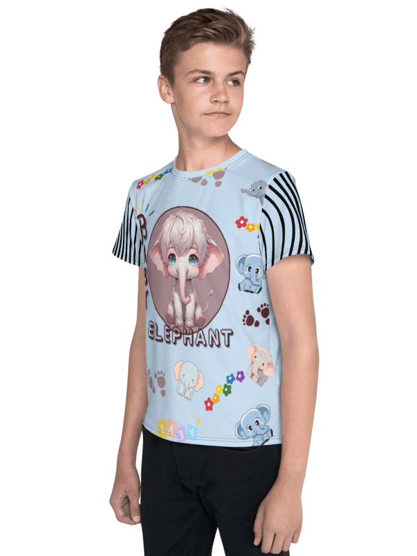 KIDS- GIRL TEE -BABY ELEPHANTS (BLUE) - All-Over Print Youth Crew Neck T-Shirt product image (5)