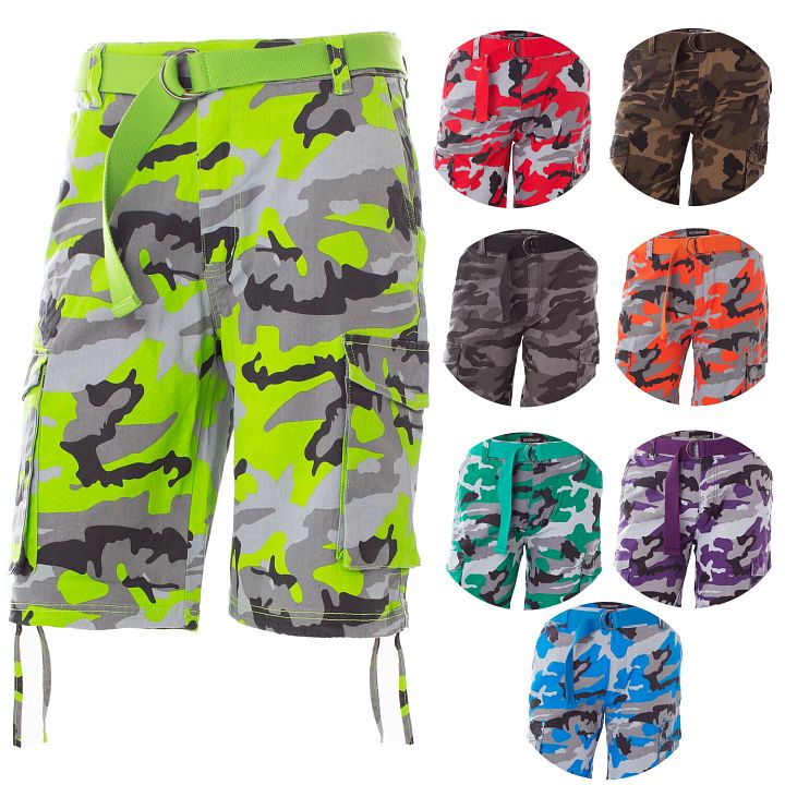 MEN'S TWILL STRETCH CAMO CARGO SHORTS *8 COLORS FREE BELT INCLUDED product image (2)