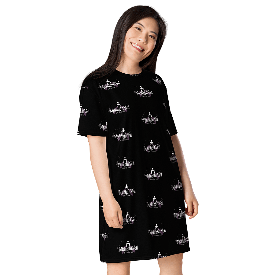Midnight Veil Designs Gothic Fantasy Logo T-Shirt Dress - Black All-Over Print product image (4)
