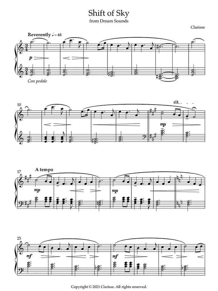 Shift of Sky - Sheet Music product image (1)