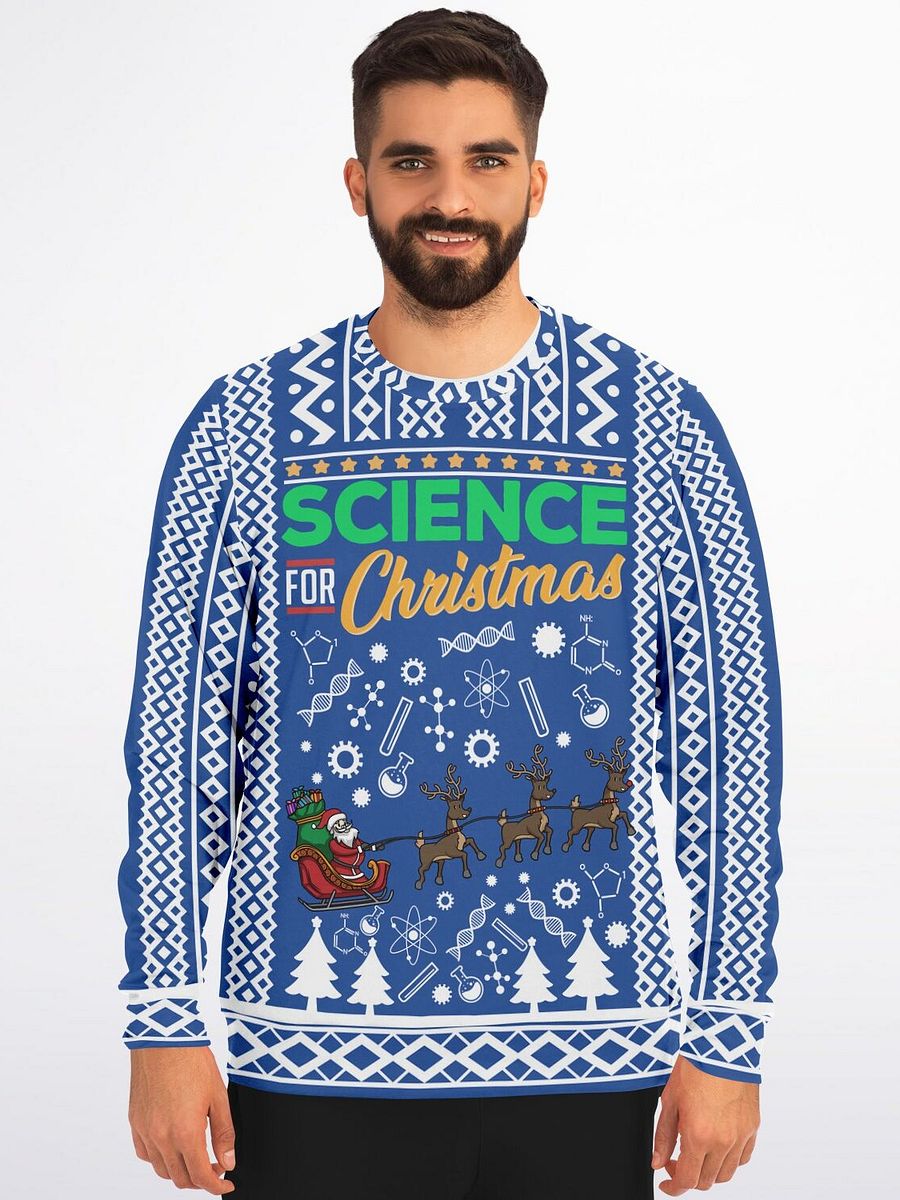 Festive Science-Themed Ugly Christmas Sweater – Fun Geeky Holiday Sweater with Santa and Scientific Symbols product image (5)
