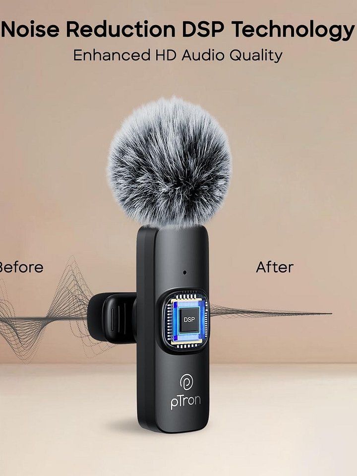 pTron KWM-1 Omnidirectional Type C Wireless Microphone w/DSP Noise Cancellation, Plug & Play, 25m Wireless Range, product image (1)