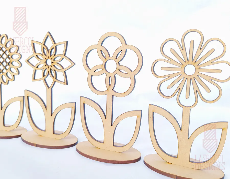 Flowers - Set 2 - (Two Sizes, Five Styles) - Laser Cut Files product image (3)