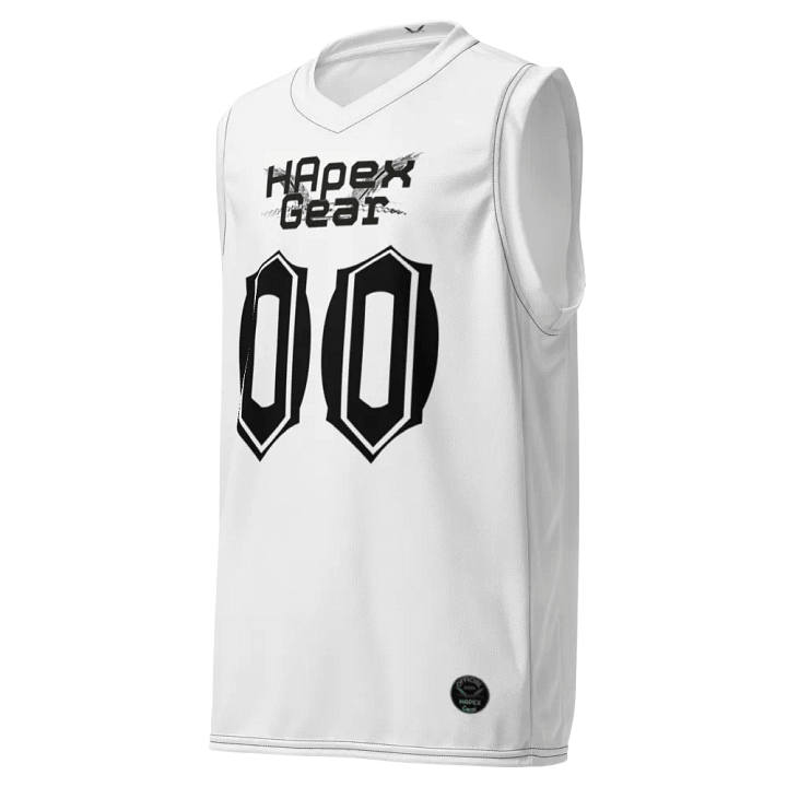 Recycled Unisex Basketball Jersey - White - Black HApex Gear Black Logo product image (1)