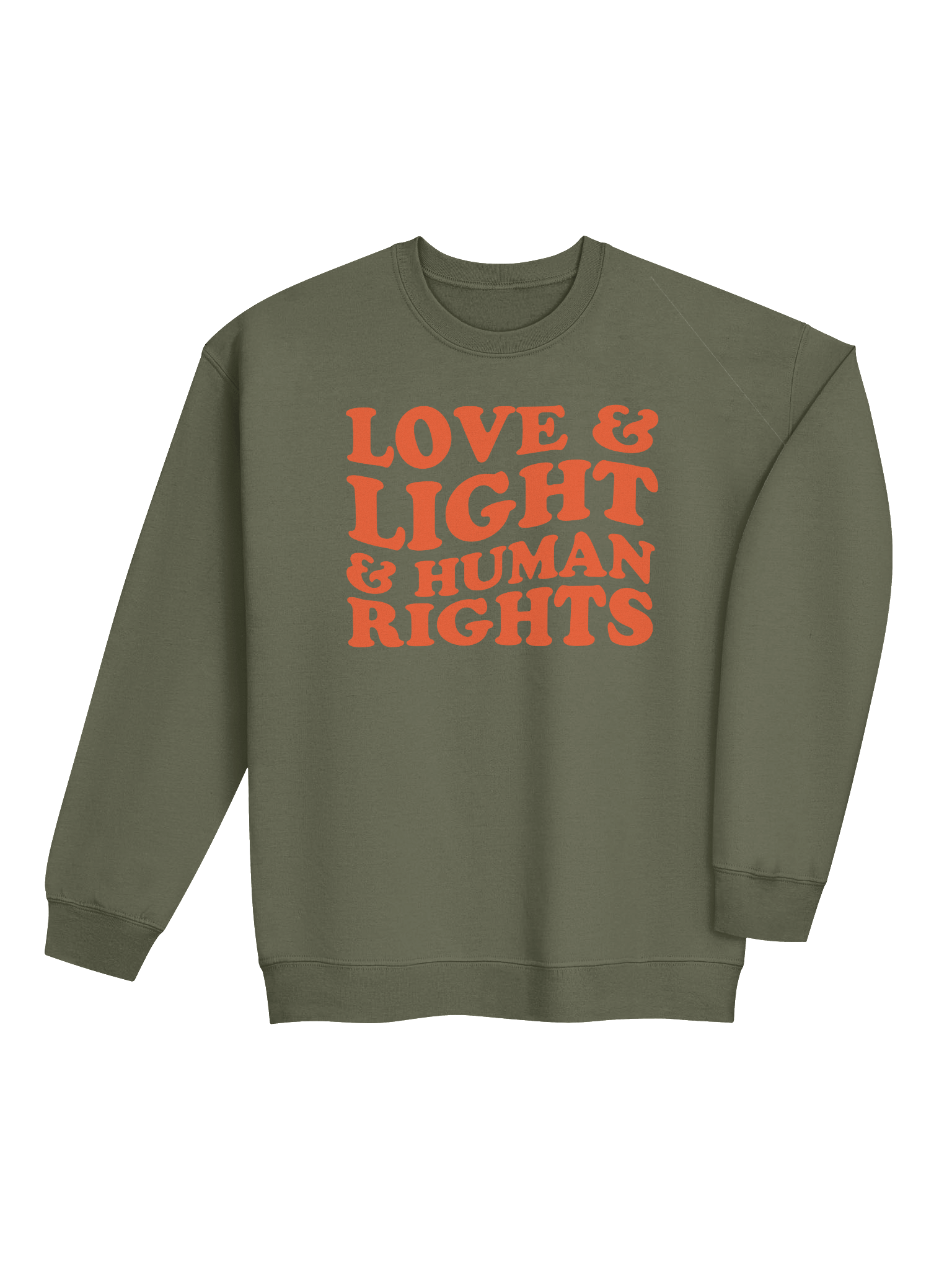 Love, Light & Human Rights Crew Sweatshirt (Orange) product image (10)