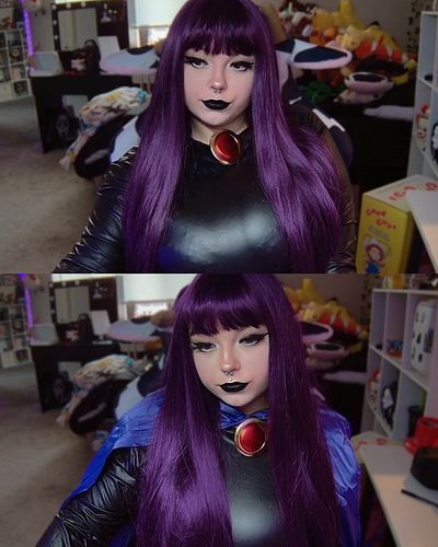 Raven 💜 cape off or on? I’ll take a break from webcam pics for a little bit after this one hehe. 
*
*
*
*
*
TAGS: #alt #raven...