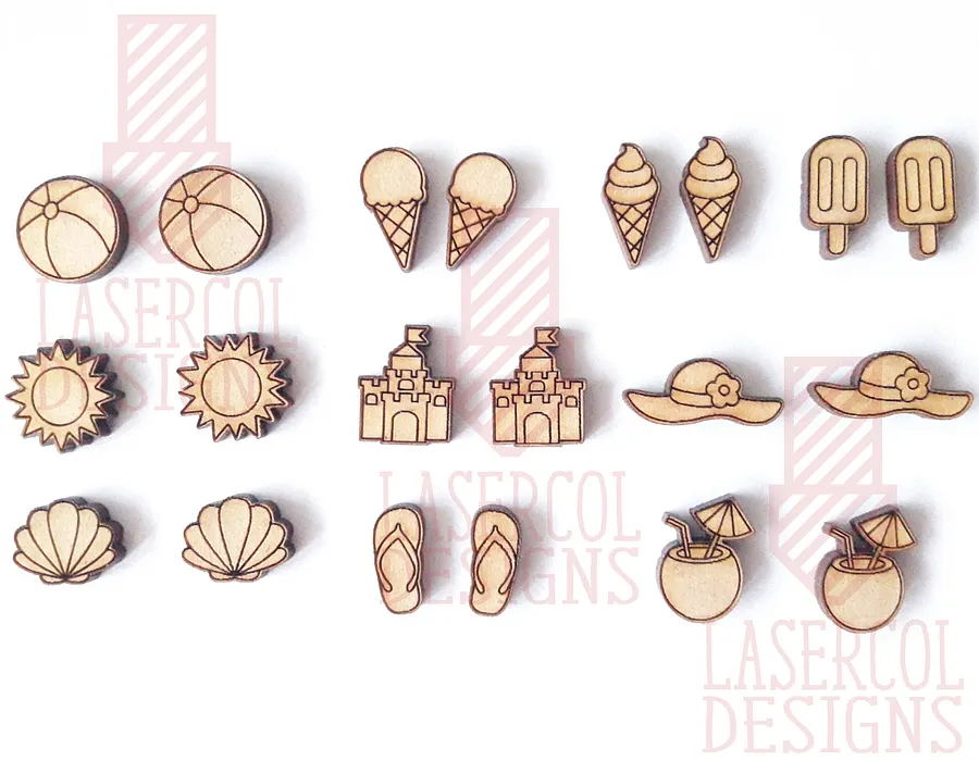 Summer Cut Outs and Stud Earrings - Laser Cut Files product image (2)
