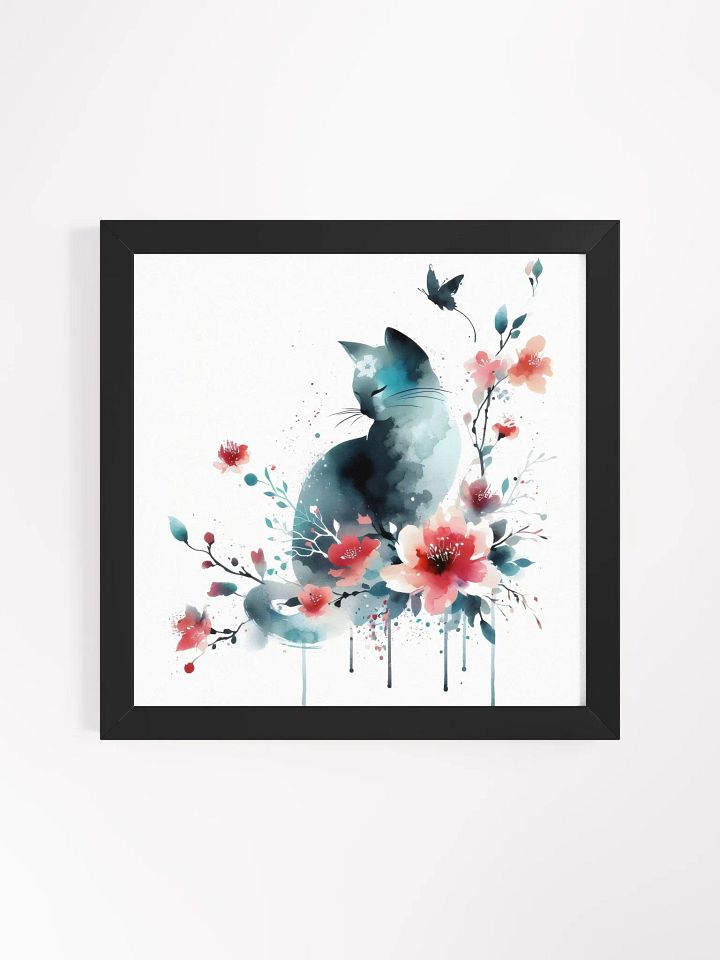 Elegant Watercolor Cat with Blossoms - Wall Art product image (3)