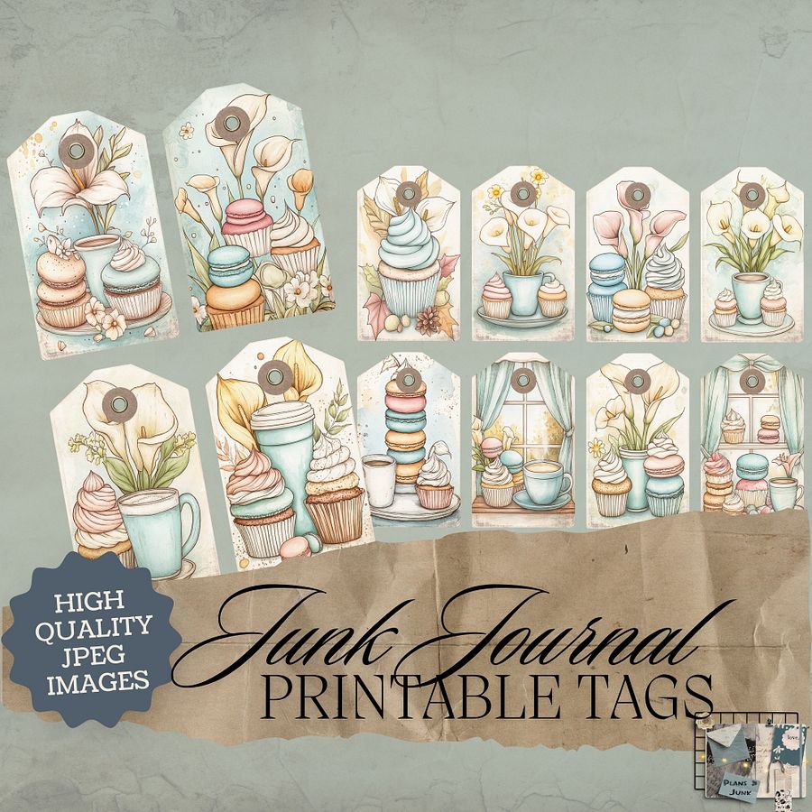 Macaron Lillies - Printable Tags V6 product image (1)