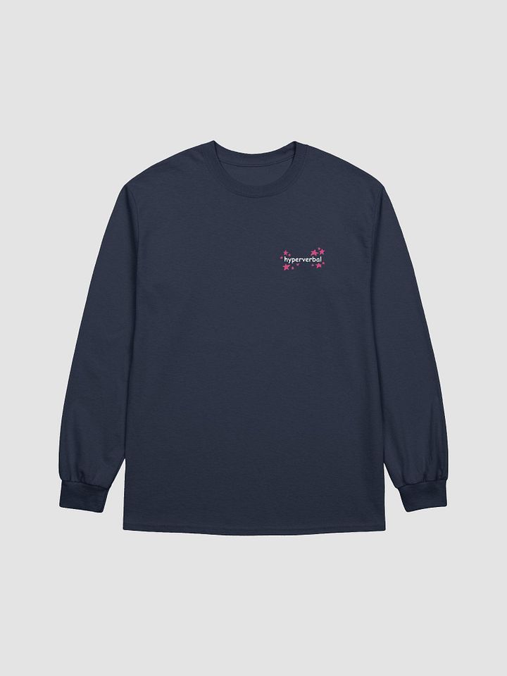 hyperverbal (comic sans with pink stars) printed front and back cotton long-sleeve product image (1)