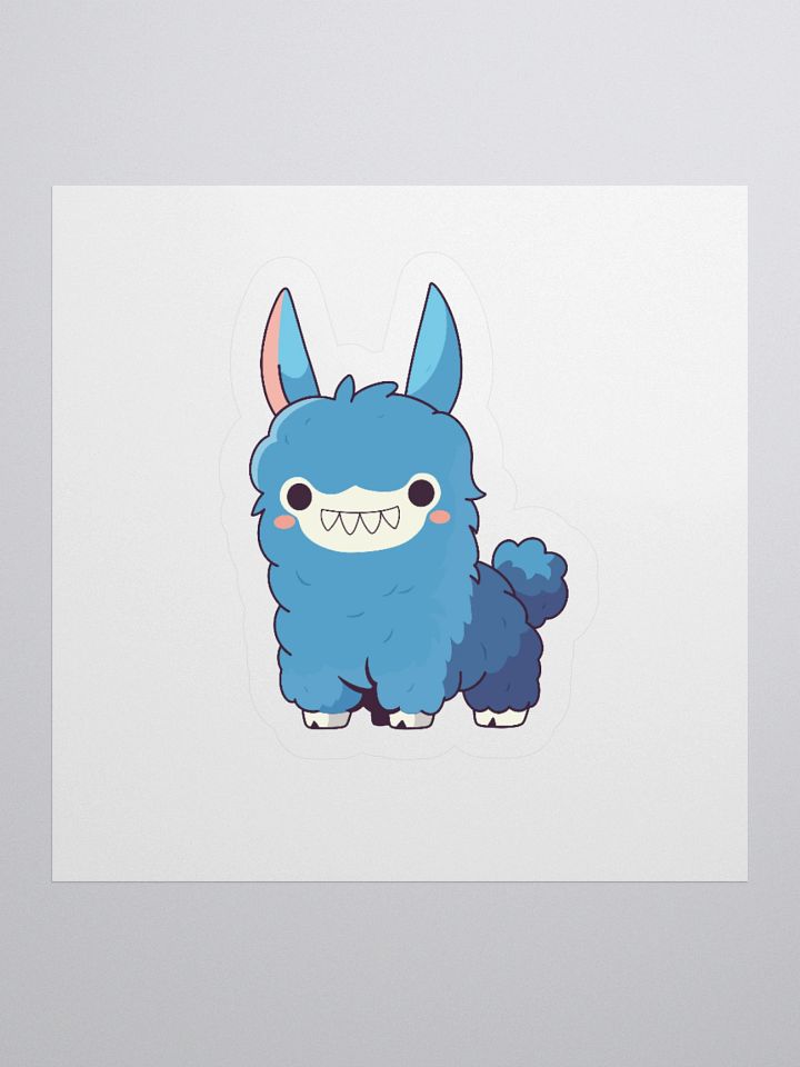 Nibblin Alpaca Kiss Cut Sticker – Cute Blue Vinyl Alpaca Decal product image (1)