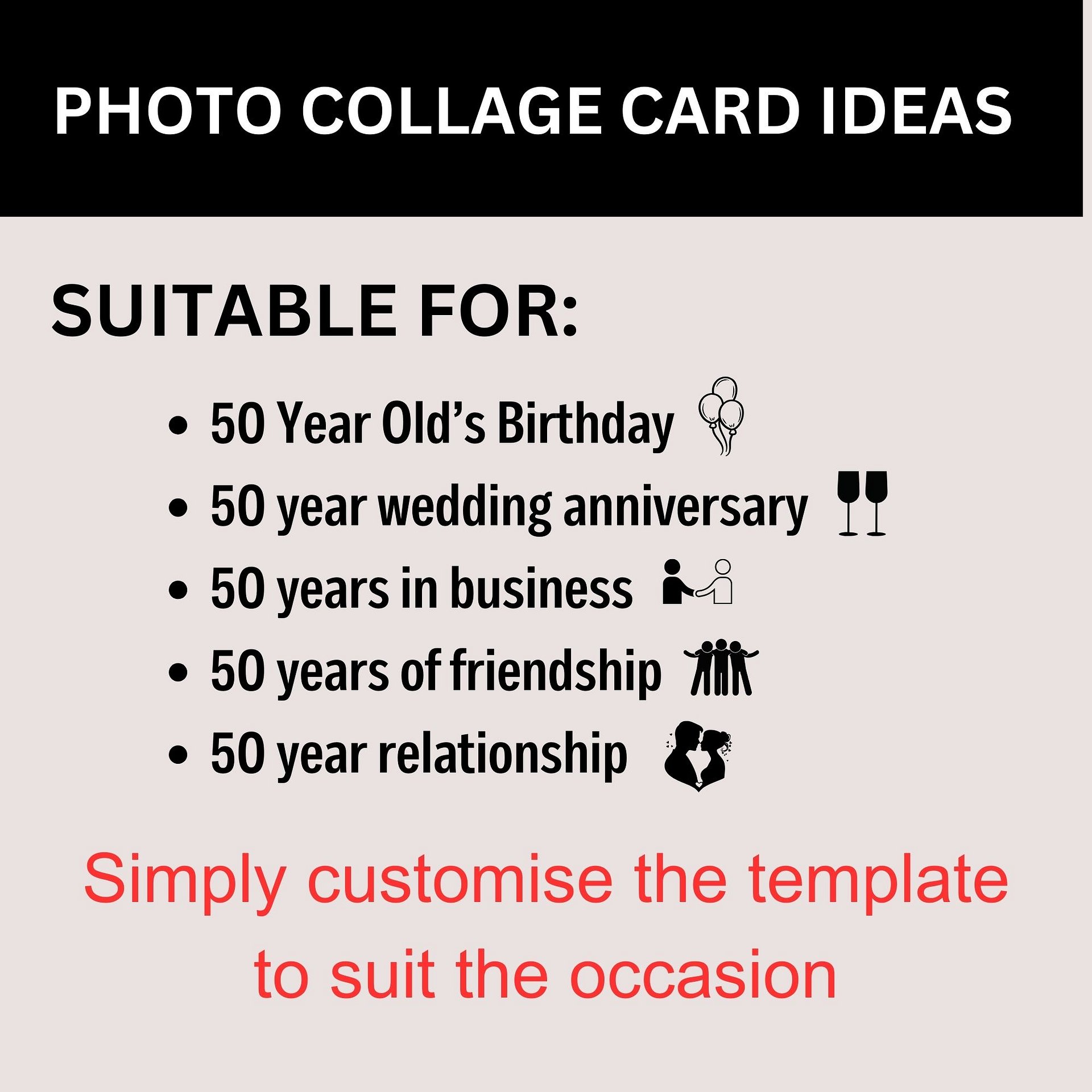 Fifty Year Celebration Card Photo Collage Canva Template product image (2)