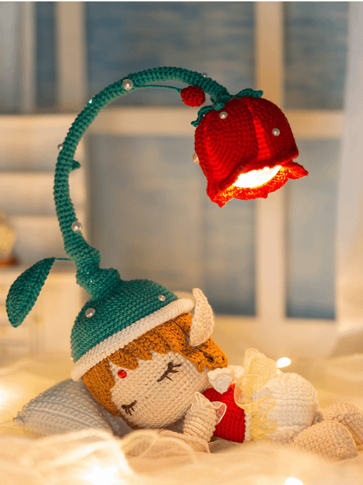 Enchanted Fairy Night Light — Hand-Crocheted Lily of the Valley Lamp with Sleeping Fairy product image (4)