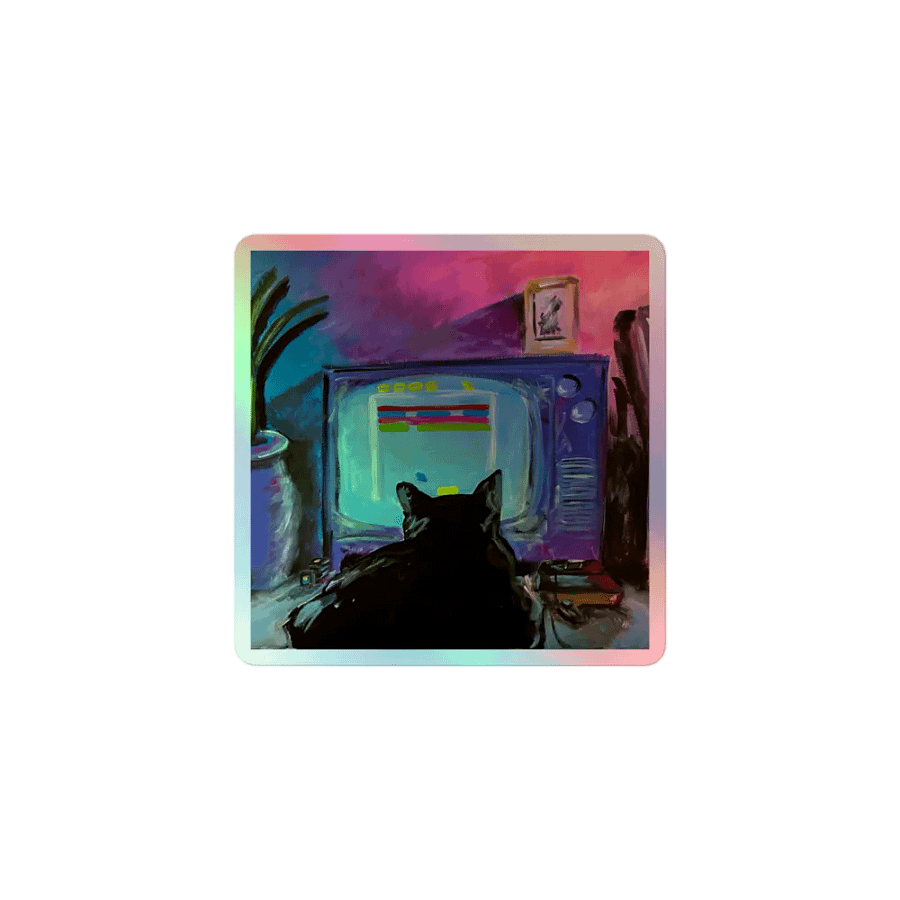 Retro Cat Gaming Holographic Sticker Set product image (1)