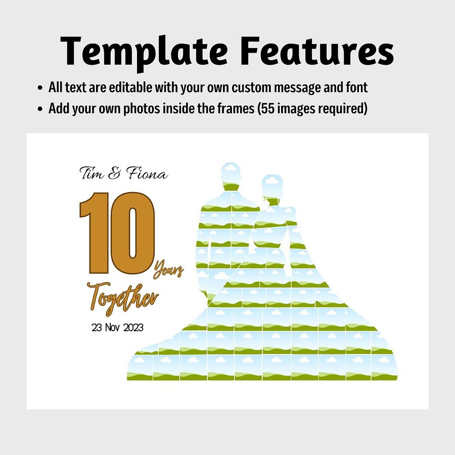Married Couple Wedding Anniversary Photo Collage Canva Template product image (4)
