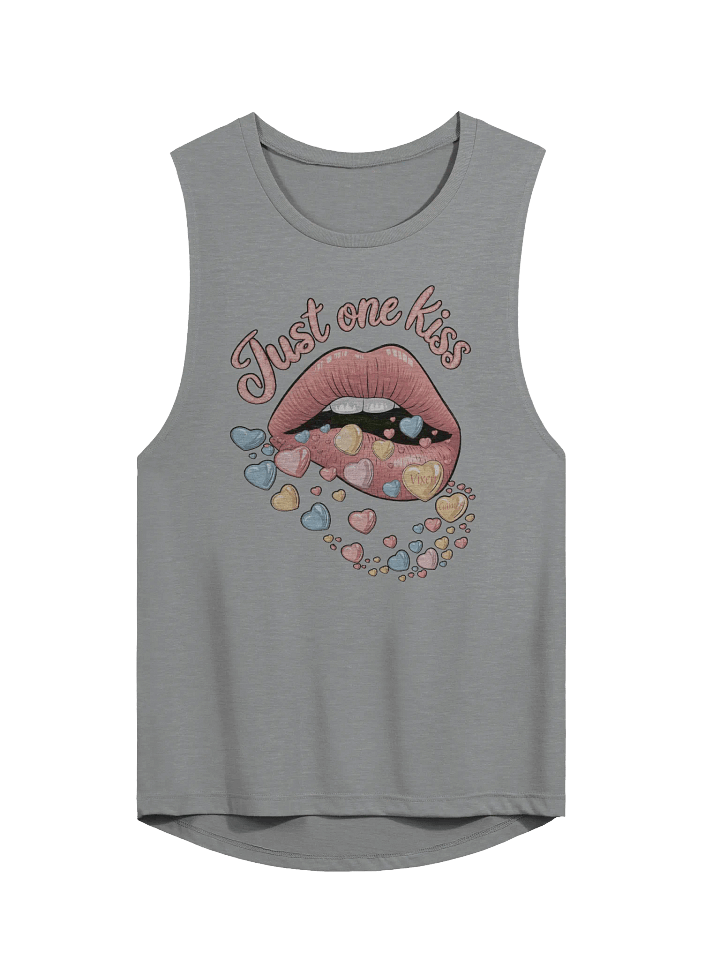 Just One Kiss Flirty Vixen Games Lips With Hearts Flowy Muscle Tank product image (5)