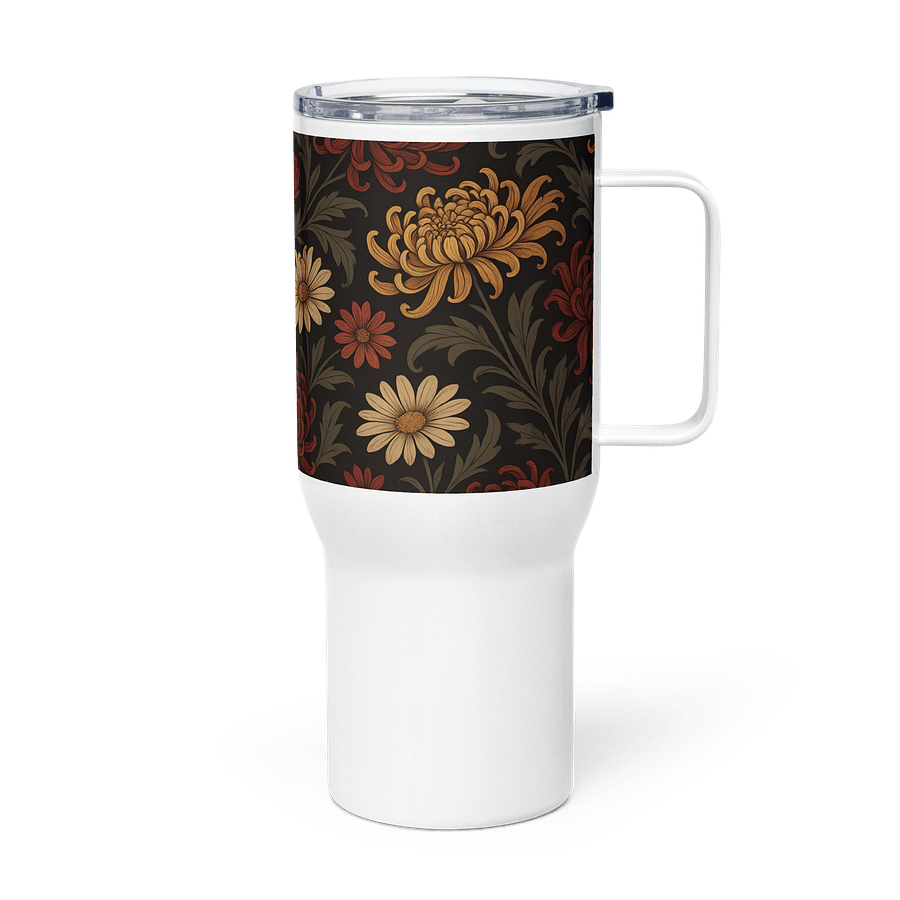 Chrysanthemum Floral Travel Mug with Handle – Coffee Tumbler Cup (25oz / 40oz) product image (4)