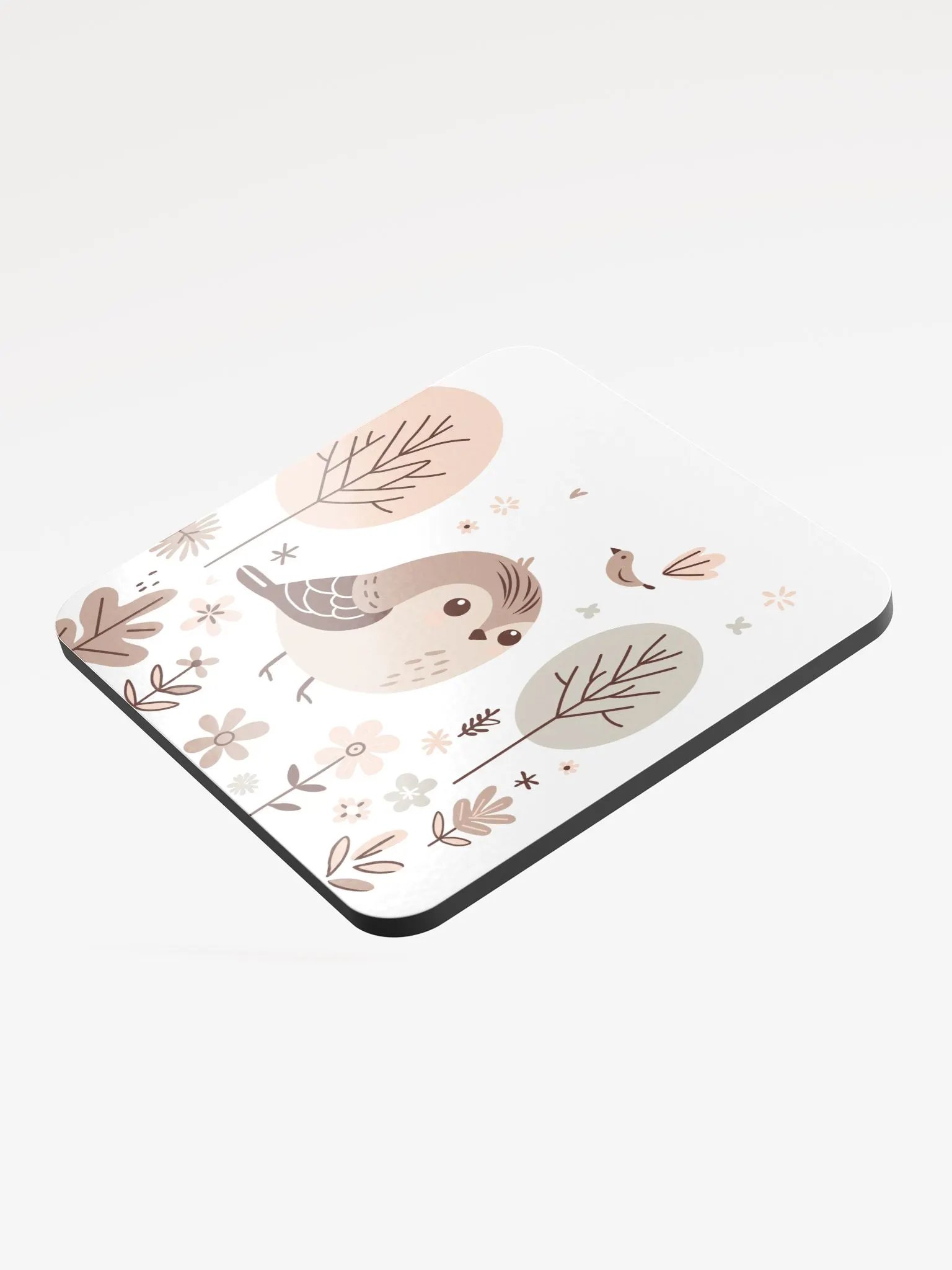 Whimsical Forest Bird Glossed Cork Coaster product image (2)