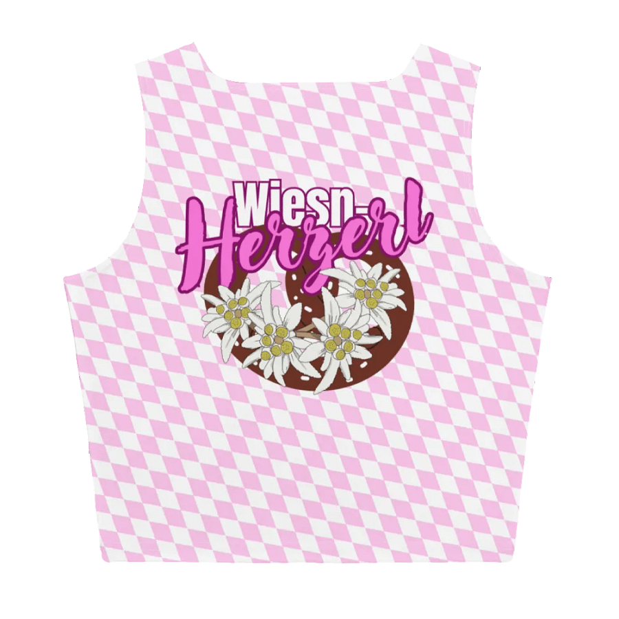 Wiesn-Herzerl Crop T-Shirt Oktoberfest - Rosa-Weisse Rauten product image (4)