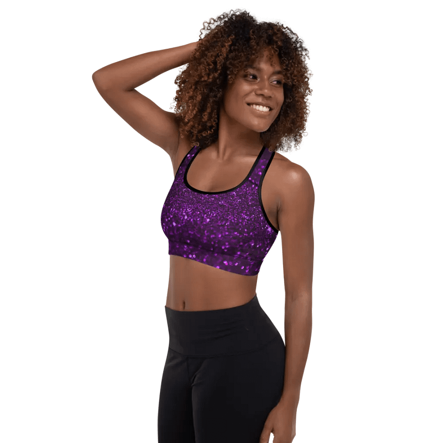 Shimmering Purple Sequin Sports Bra product image (6)
